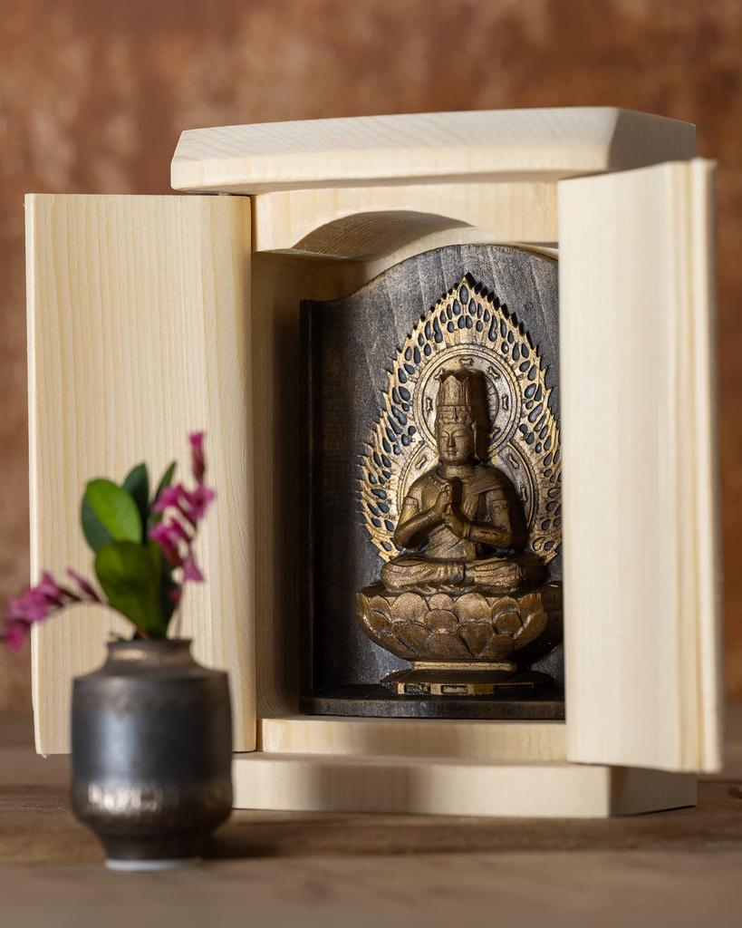 Zeku Vairocana Buddha Statue in a Shrine Gold Prayer at Kongo Mount Koya Charm of the Zodiac for those born in the Years of Sheep and Monkey (Antique