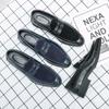 Fashion Size 38-48 Men Casual Fashionable Loafers Black Blue Matte Casual Comfortable Small Leather Shoes for Business Banquets Men