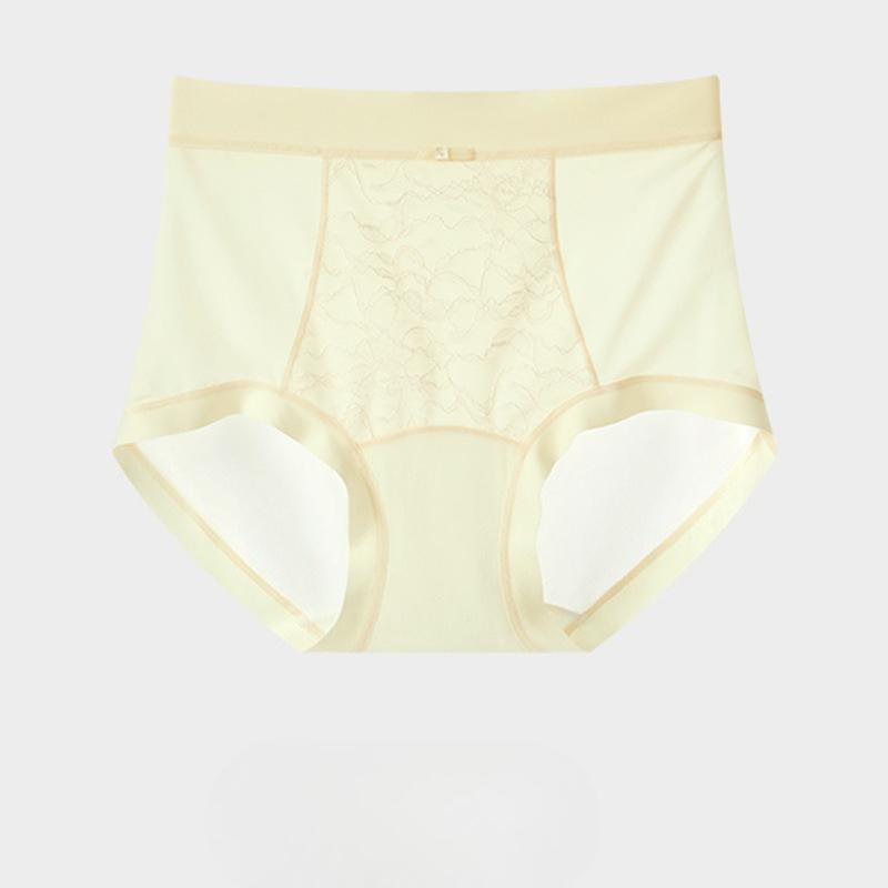 Women's Summer Ice Silk 10A Antibacterial Breathable Non Trace High Waist Belly Triangle Briefs