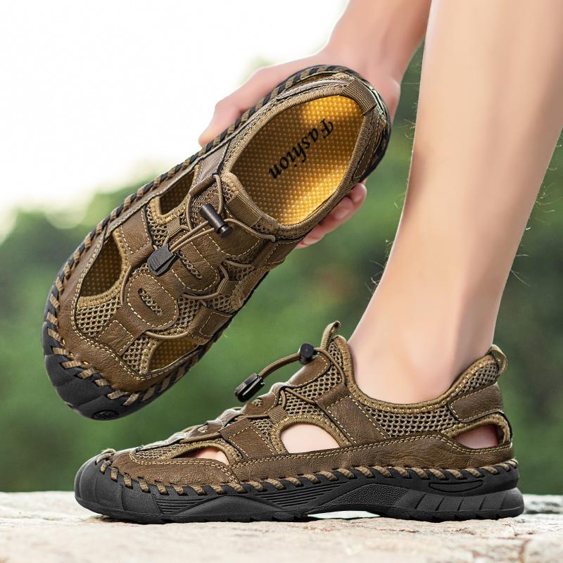 38-48 Sommer Herren Sandalen Outdoor Mesh Strand Sandalen Freizeitschuhe Sneaker Herren Leder Sandalen