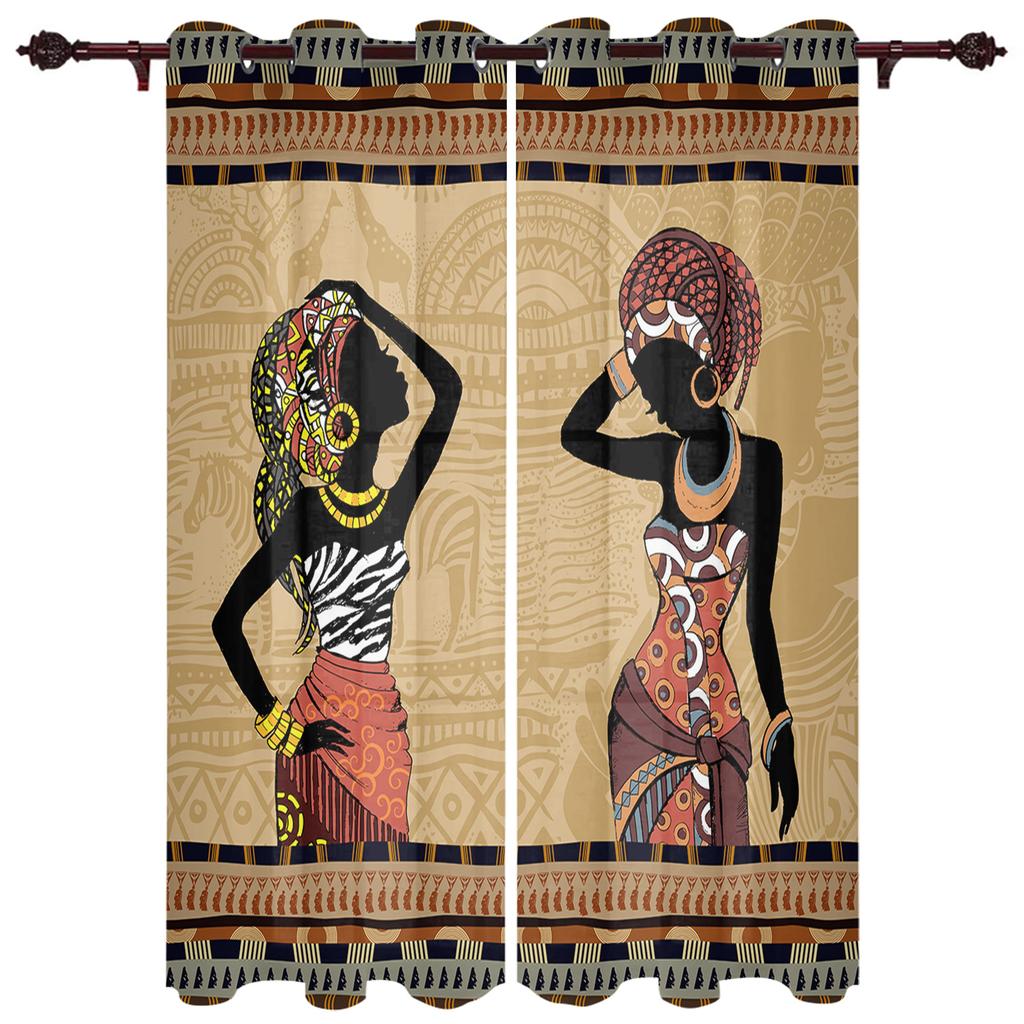 Ethnischer Stil Afrikanische Frauen Schwarze Frauen Vorhänge für Schlafzimmer Wohnzimmer Vorhänge Küche Kinderzimmer Fenster Vorhang Wohnkultur