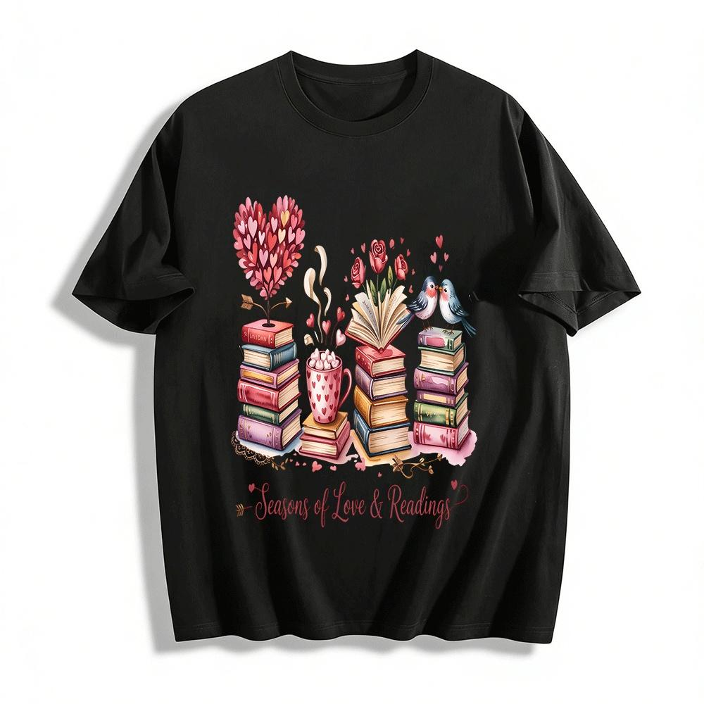 

Seasons of Love and Readings Themed Printed Casual Top Pure cotton T-shirt XXS