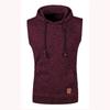 Spring Autumn Men's Sleeveless Hooded Vest Casual Heather Knit Pullover Drawstring Hood
