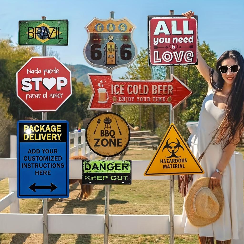 Custom Aluminum Road Warning Sign For Indoor Outdoor Home Garage Yard Decor