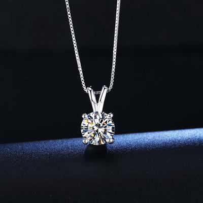 Collana in Argento Sterling 925 1 Carato Pietra Moissanite Catena Clavicola Disegnata Scintillante Festa Nuziale Gioielli Raffinati