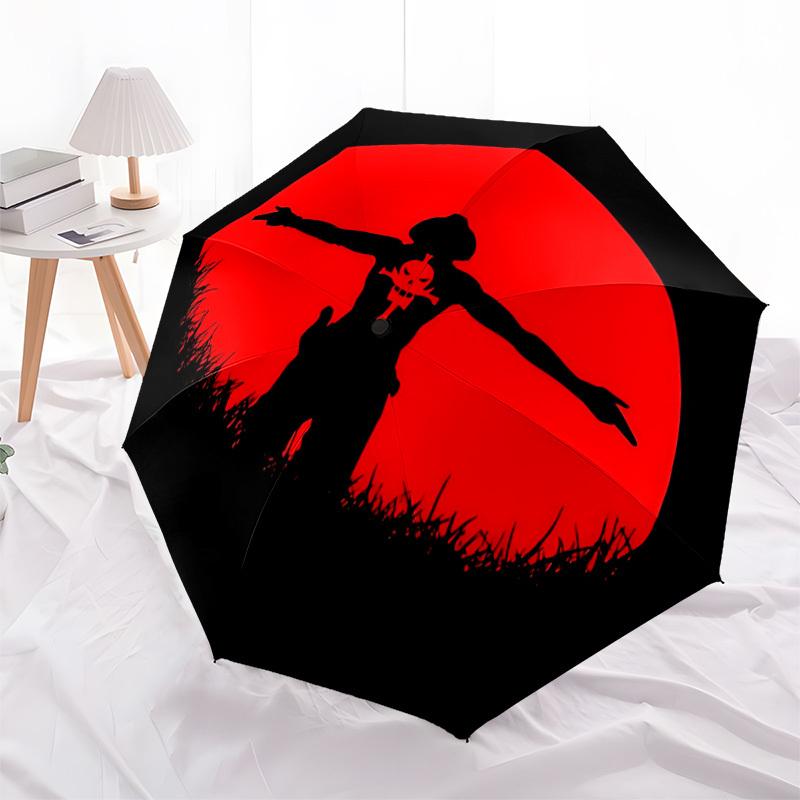 One Piece Portgas·D· Ace Automatic Folding Cute Umbrella with Sturdy Iron Frame, Portable Compact Travel Umbrella All-Season Use Parties018