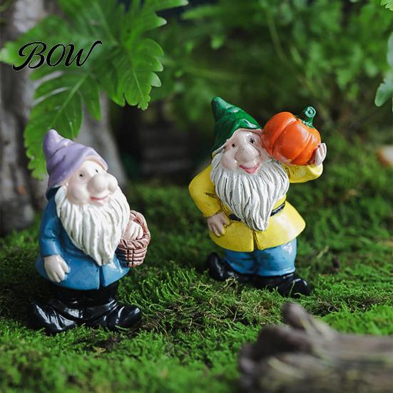 Whimsical Outdoor Garden Decor Mini Gnomes Figurine, Resin Welcome Gnome Statue, Small Handcrafted Ornament Dwarf for Fairy Garden, Flower Pot,