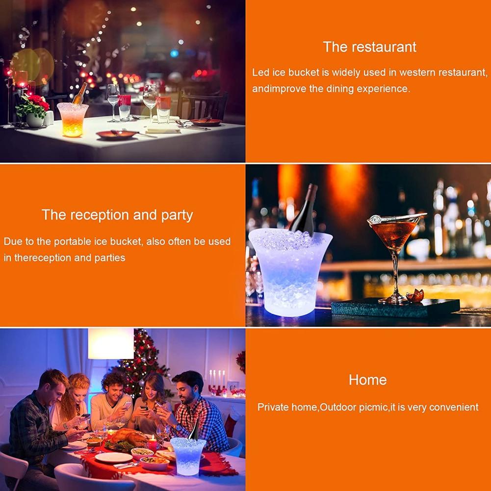 LED-Eiskübel, 5 l, großes Fassungsvermögen, Wein-Eiskübel, Getränkebehälter mit mehreren wechselnden Farben für Party/Zuhause/Bar