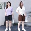 Sommerliche Freizeitshorts Locker und schlankmachend Gerades Bein Hose Übergröße Damenbekleidung Elastischer Bund Schnürung Caprihose