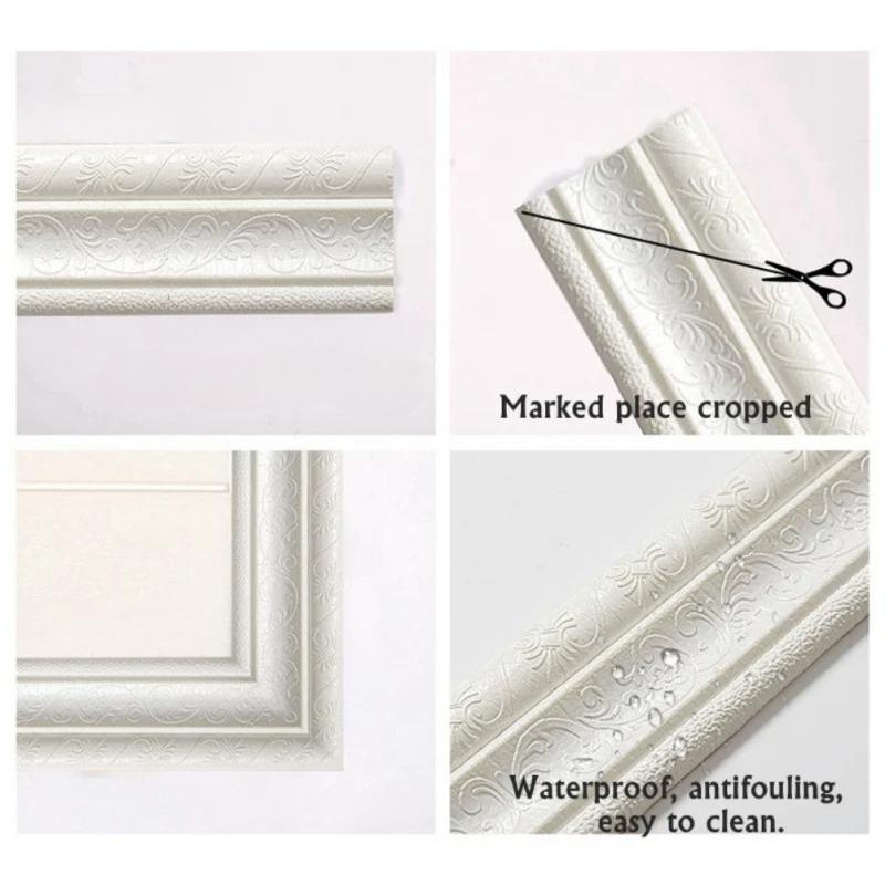 1PC 2.3mX7.8cm 3D Self Adhesive Wall Sticker Waterproof Wallpaper Skirting Border Home Decor TV Background Wall Sticker