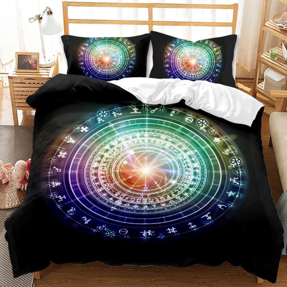 Three-Piece Set Of Twelve Constellations Disc Quilt Cover 3D Digital Printing Kit Bedding