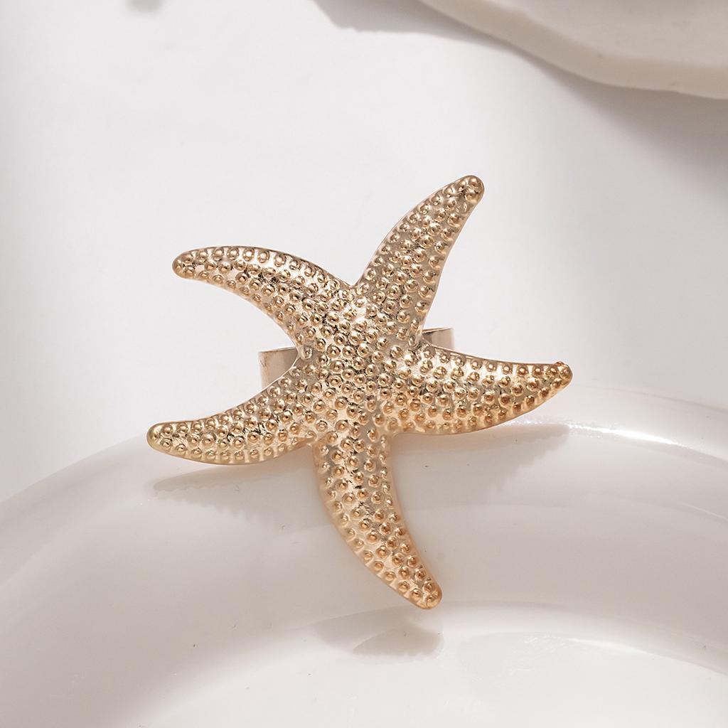 Personalized Trend Summer Ocean - Style Ring Set: Starfish, Pearl - Branch & Flower Shapes, Creating a Stylish Seaside - Inspired Finger Look