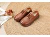 Women's Cowhide Flat Dancing Shoes - Round Toe, Low Heel, Breathable, Versatile, Casual, Comfortable.