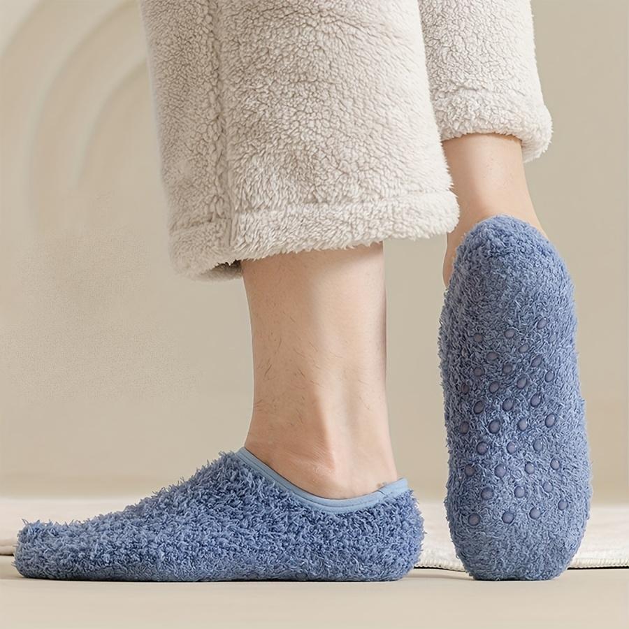 Thick Winter House Socks for Men–Coral Fleece Thermal Socks with Anti-Slip Sole, Elastic Cuff for All-Day Comfort