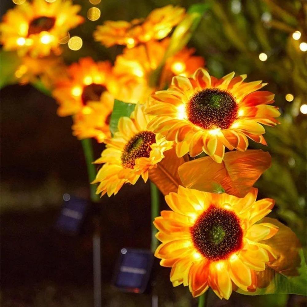 1/3 Head Solar Sunflower Lights LED Light  Outdoor Waterproof Garden Lawn Party Christmas Decoration Solar Powered Lamp
