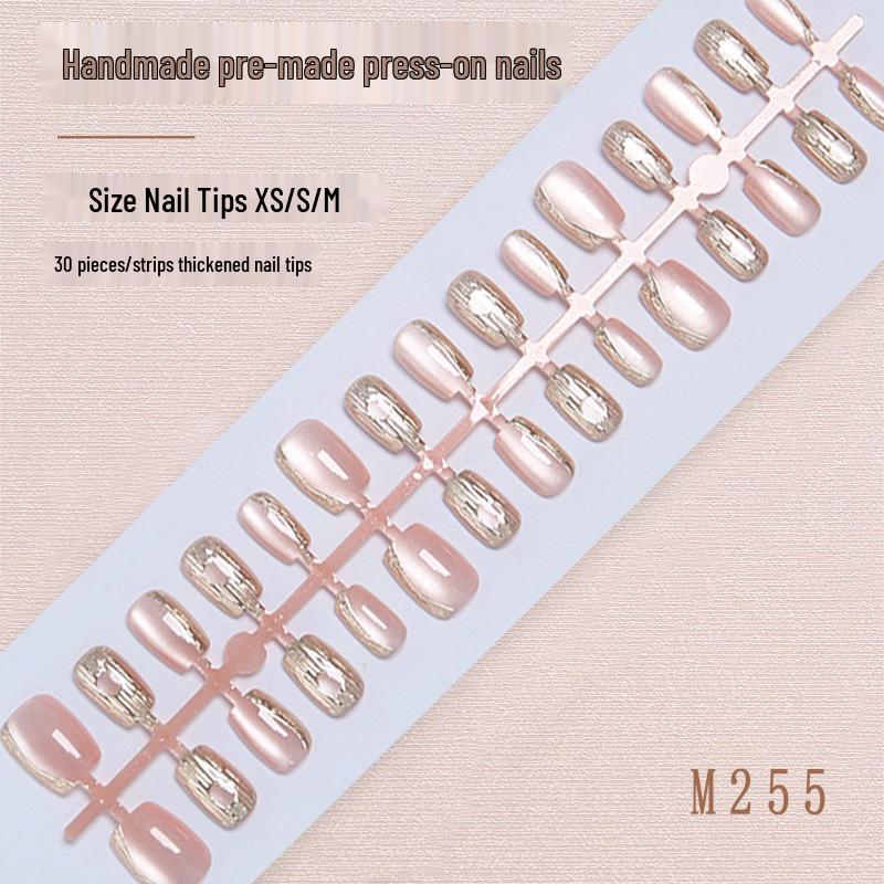 

Розовые позолоченные типсы для ногтей «кошачий глаз»: 30 Стикеров ручной работы, предварительно нарезанных