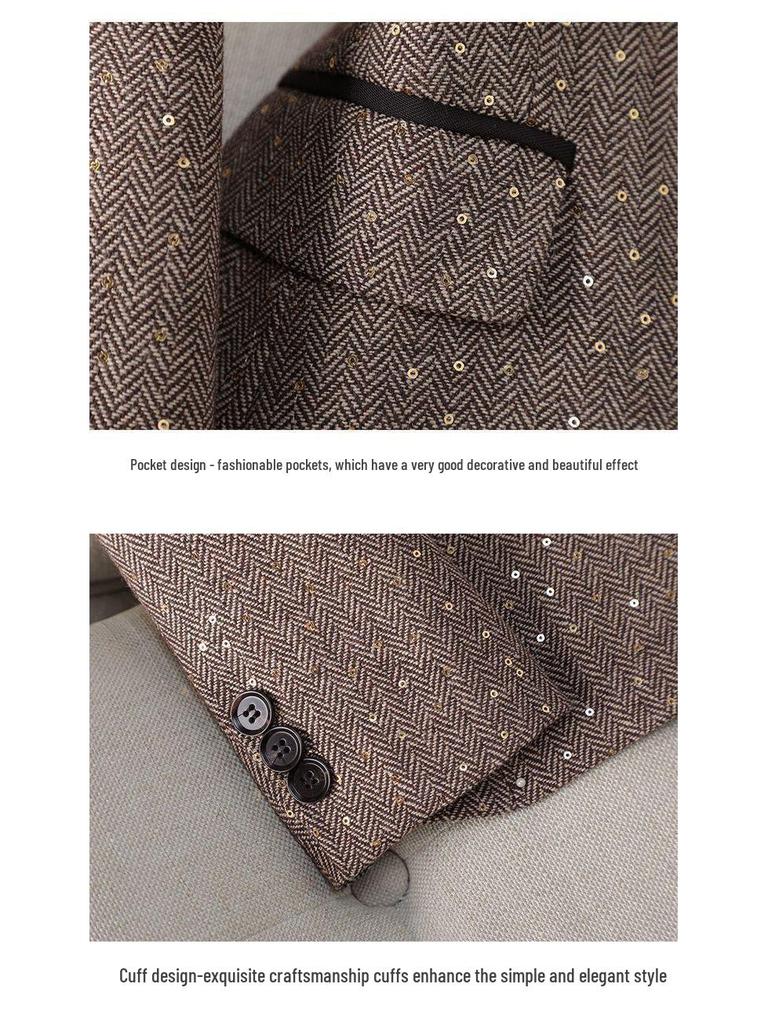 Women's Sequined Suit Jacket - High-End Spring/Autumn 2024 Casual Blazer