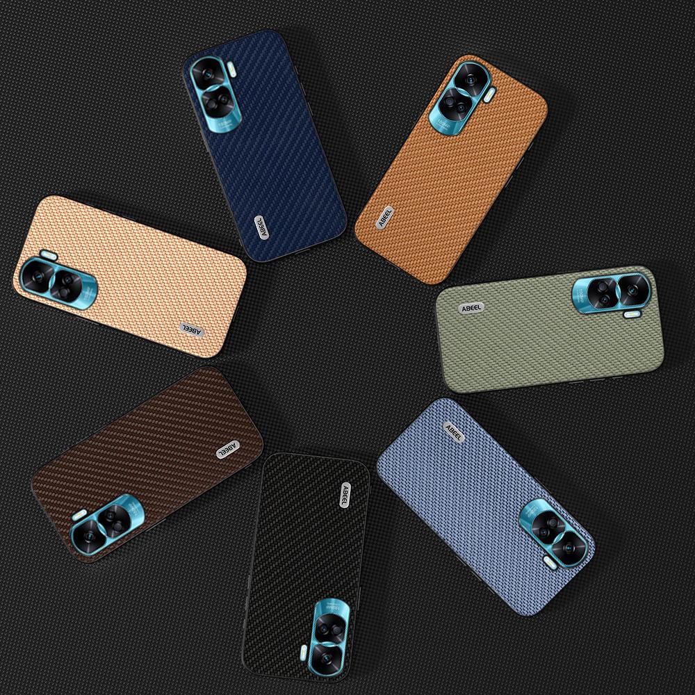 ABEEL For Honor X50i 5G/90 Lite 5G Carbon Fiber Texture Phone Case Leather Coated PC+TPU Back Cover