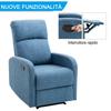 Manual Reclining Relax Armchair with Footrest Capacity 125kg Linen Fabric 67 × 83 × 107cm Blue