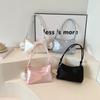 Solid Color Fashion Elegant Shoulder Bag Smooth Cloth Satin Underarm Bag Leisure Shoulder Bag Lady Handbags Purse