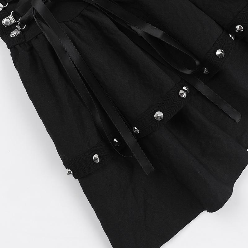 AltGoth Emo Alt Mall Fusta gotică femei Streetwear Harajuku Cyber ​​Punk Y2k Grunge Rive cu șireturi Fusta în linie A cu talie înaltă Clubwear