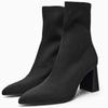 NEW 2025 Elastic Fabric Sock Boots Women Comfortable Square Toe Chunky Heeled Designer Ankle Short Boots Botines Para Mujeres