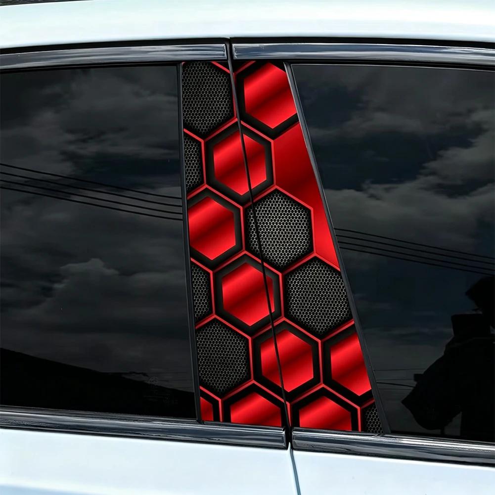 2pcs DIY Honeycomb Image Car Window Pillar Sticker Cool Car Sticker Vinyl Sticker Suitable For Car Door Pillars