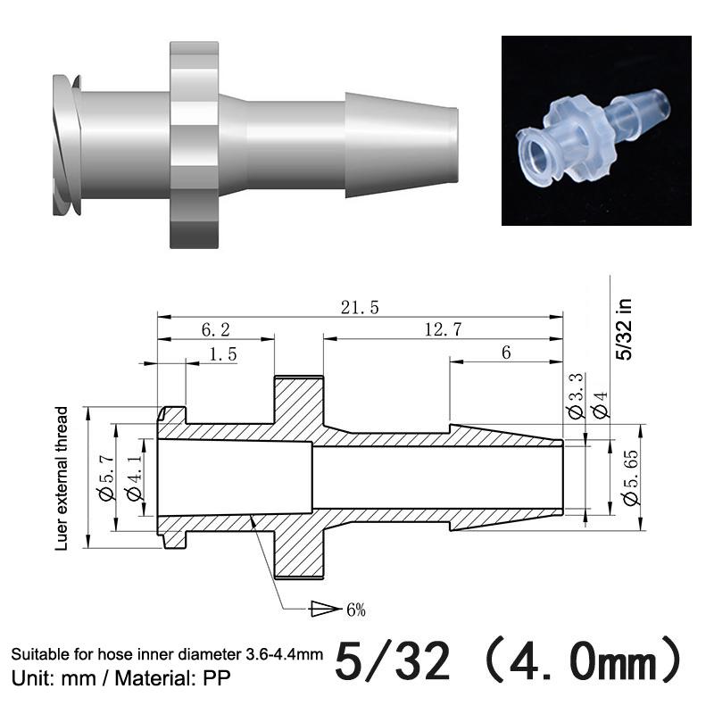 Luer Lock Adapter Pp Material Connector Air Valve Pipe Dispensing Glue Subpackaging Syringe Barrels Fitting