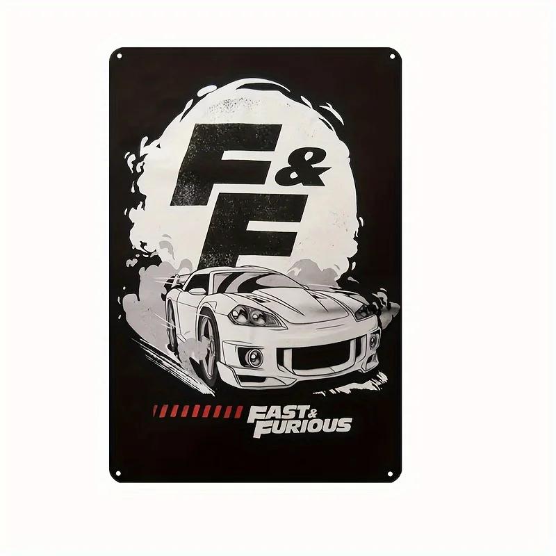 Nástěnné cedule Rychle a zběsile Vintage Regálový vůz Kovový plechový znak Plakátová deska Dekorace Bar Garáž Domácí dekorace Klasický plechový S