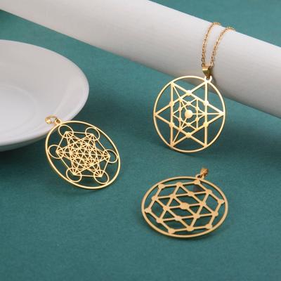 Flower of Life Mandala Necklace Pendant Gold Plated Stainless Steel Chain Jewelry Geometry Accessories Amulet Gift for Women Men