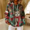 Women's Loose Comfortable Casual Fashion V-Neck Christmas Print Long Sleeve Hoodie