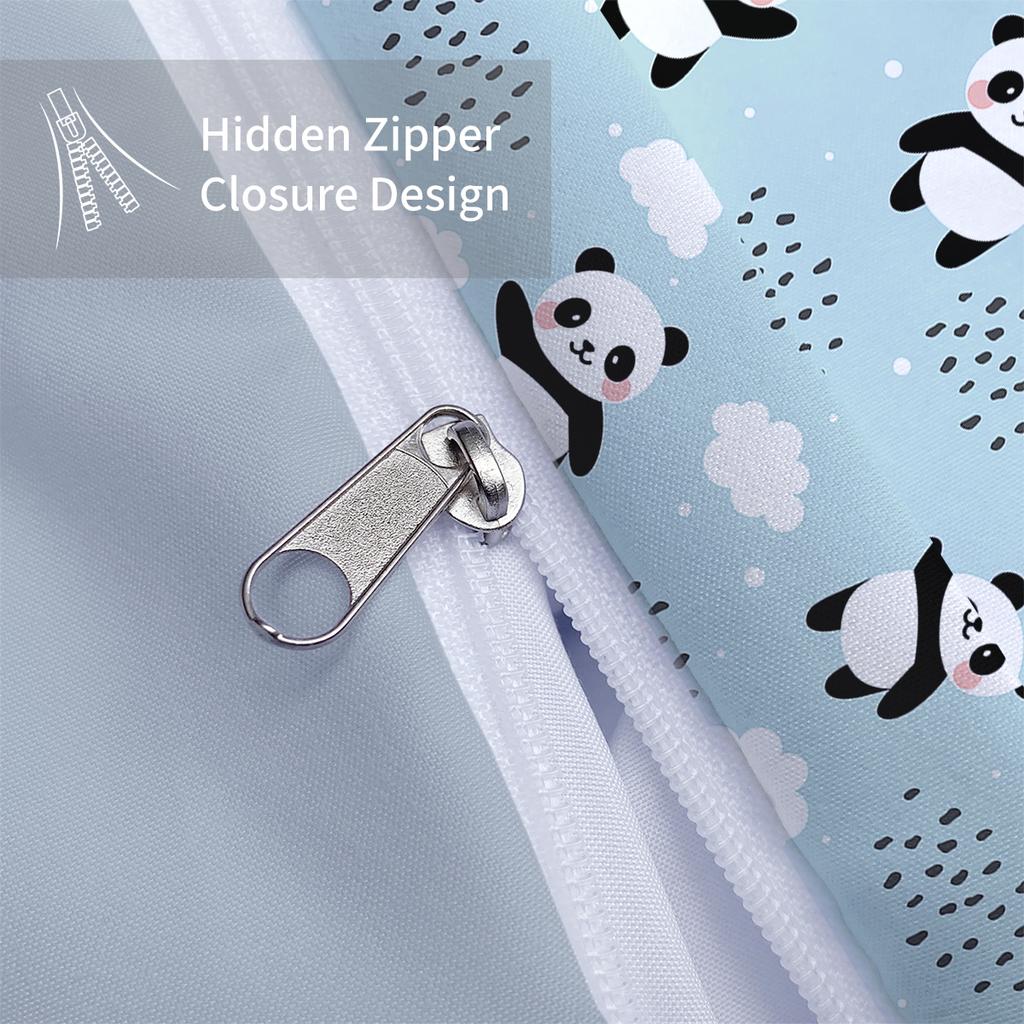 3-teiliges Bettbezug-Set (1 Bettbezug + 2 Kissenbezüge, ohne Füllung), süßes Panda Digitaldruck Bettwäsche-Set, weich, warm, hautfreundlich