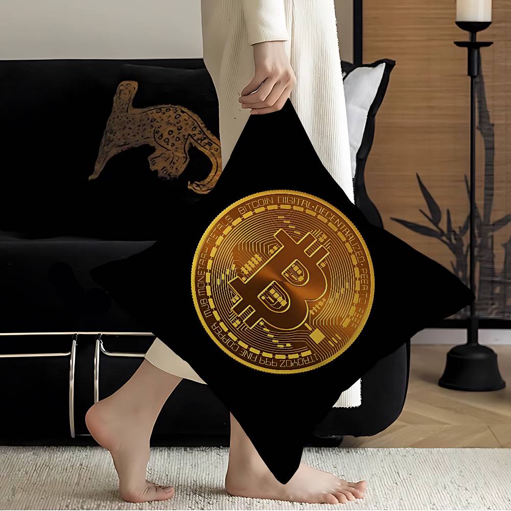 Luxury Bitcoins Pillowcase Toon Gift Cushion Cover Bedroom Home Sofa Chair Seat Decor Pillow Case