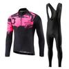 Set Completo Maglia a Manica Lunga da Ciclismo e Salopette Uomo Donna A Righe Traspirante
