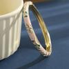 Gold Plated Cloisonne Bracelet Enamelled Flower Enamel Bangle Enamel Bangle Bracelet  Women Jewelry
