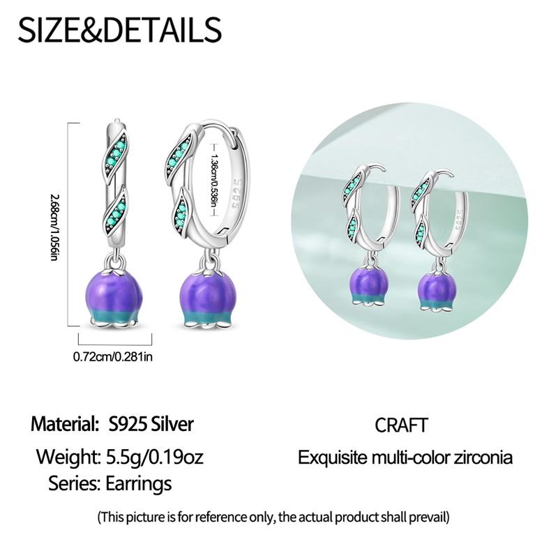 925 Silver Sterling Silver Bee Butterfly Flower Drop Hoop Earrings for Women Girl Ear Studs Fine Jewelry Fashion Anniversary