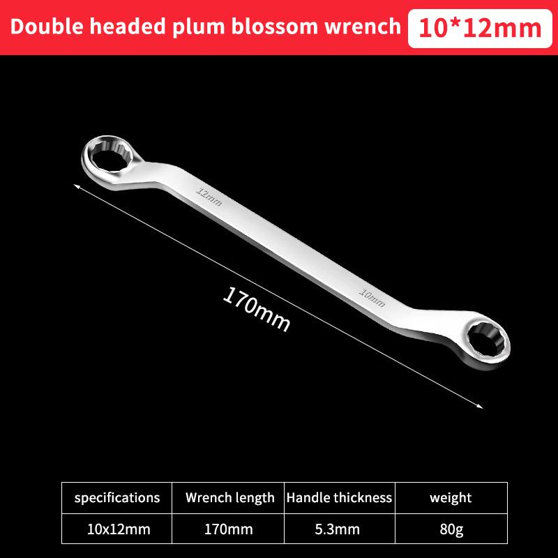 Double-Head Plum Wrench Set, Extended Two-In-One Design, Mirror Polished Chrome, Internal Hex, Perfect For Auto Repair