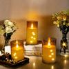 3 sztuki bezpłomieniowych świec LED z pilotem zdalnego sterowania, migoczące świece filarowe, świąteczne dekoracje na Halloween, lampa herbaciana