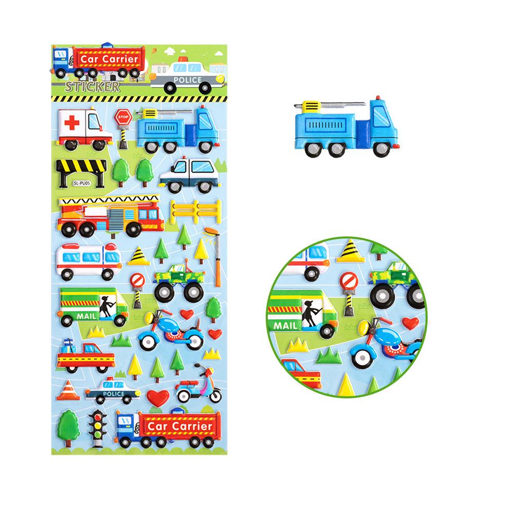 6Sheets 3D Bubble Sticker Car Truck Dinosaurs Marine Animals Cartoon Decals WaterproofKids Funny Educational Decals Toys