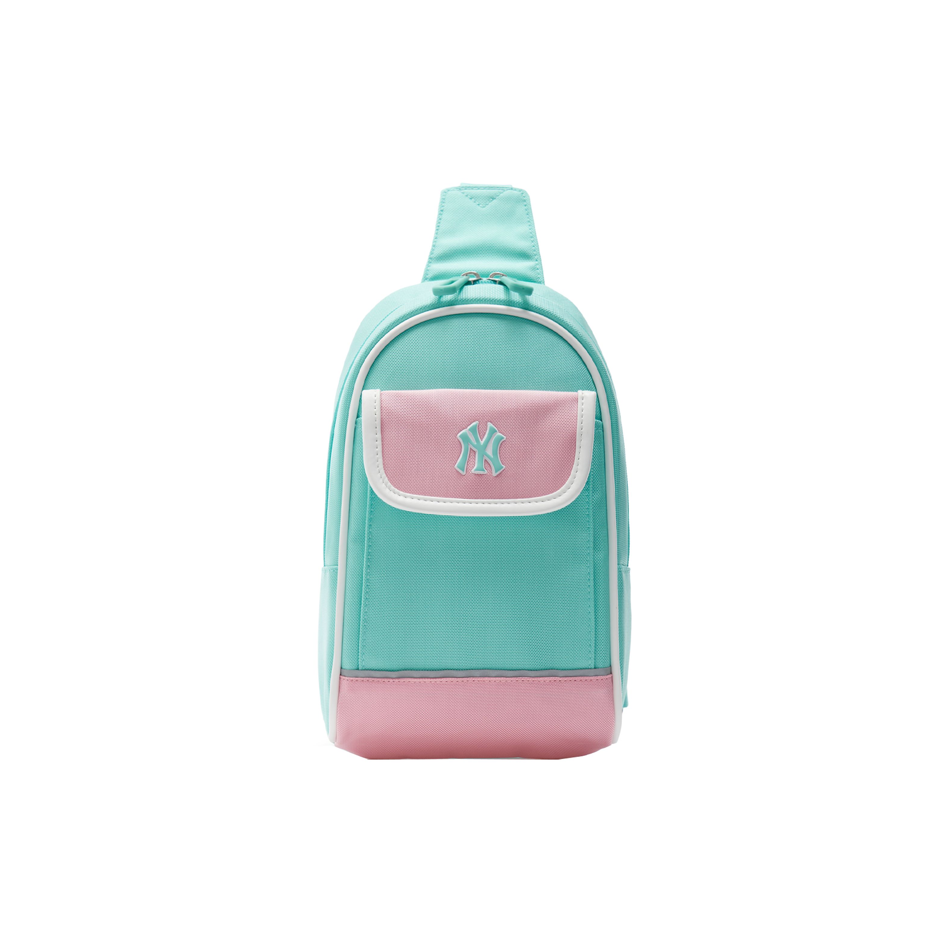 MLB New York Yankees Large Logo Nylon Shoulder Crossbody Chest Bag Women bags Pink Green 7ASGB014N-50MTL Pink Green 12690₽
