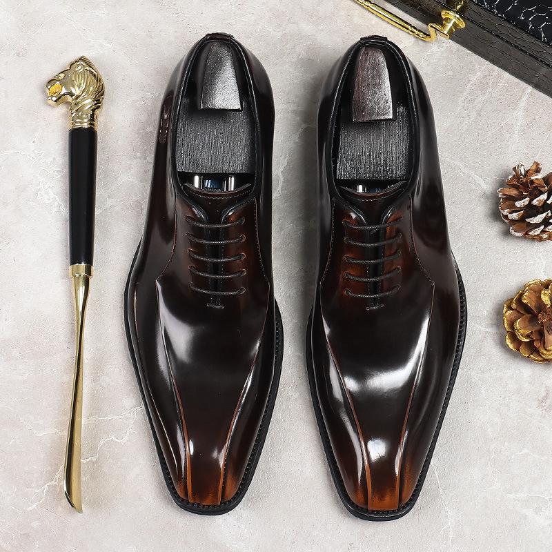 

Кожаная обувь мужская деловая британская обувь Оксфорды первый слой коровьей кожи туфли 46
