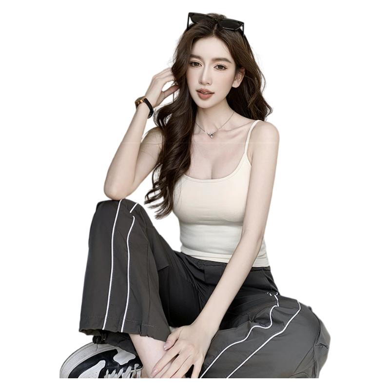 LangSha Red Spaghetti Strap Women's New Padded Sexy Sleeveless Tank Top Outerwear