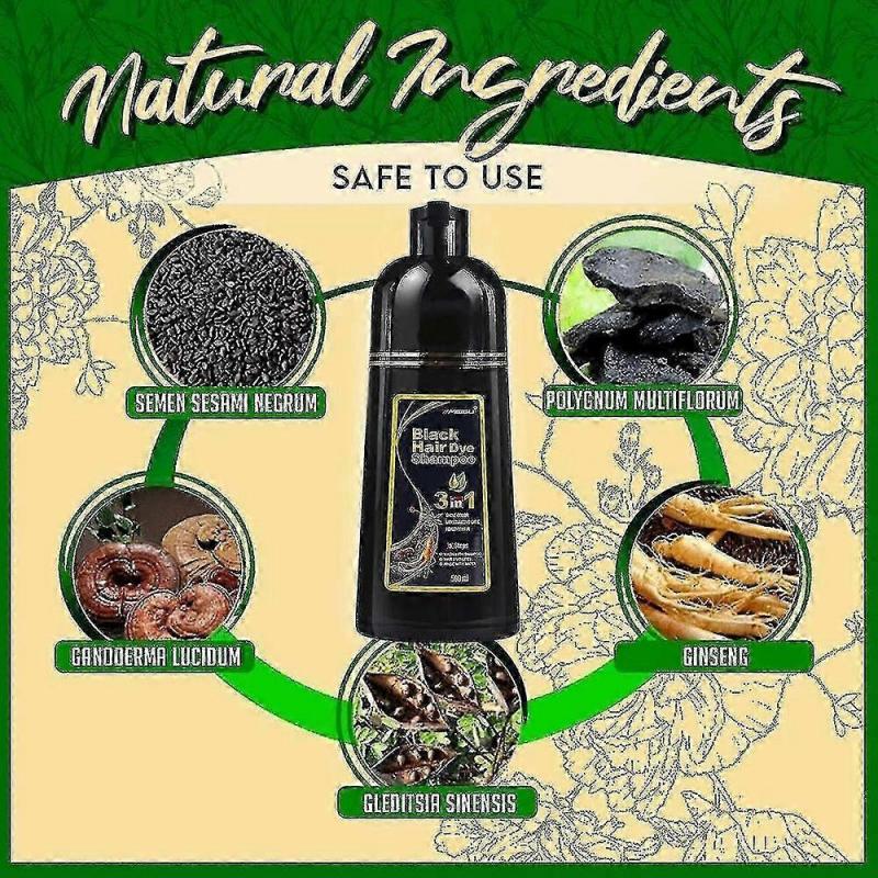 Meidu Botanical Herbal Hair Color Shampoo 500ml In Black