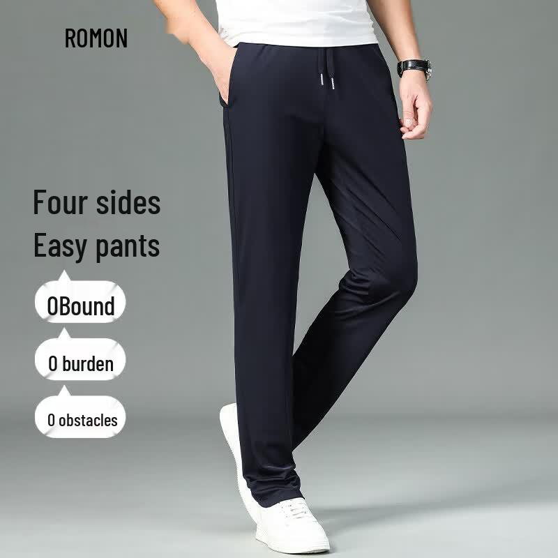 Romon Men s Ice Silk Stretch Straight Casual Pants M