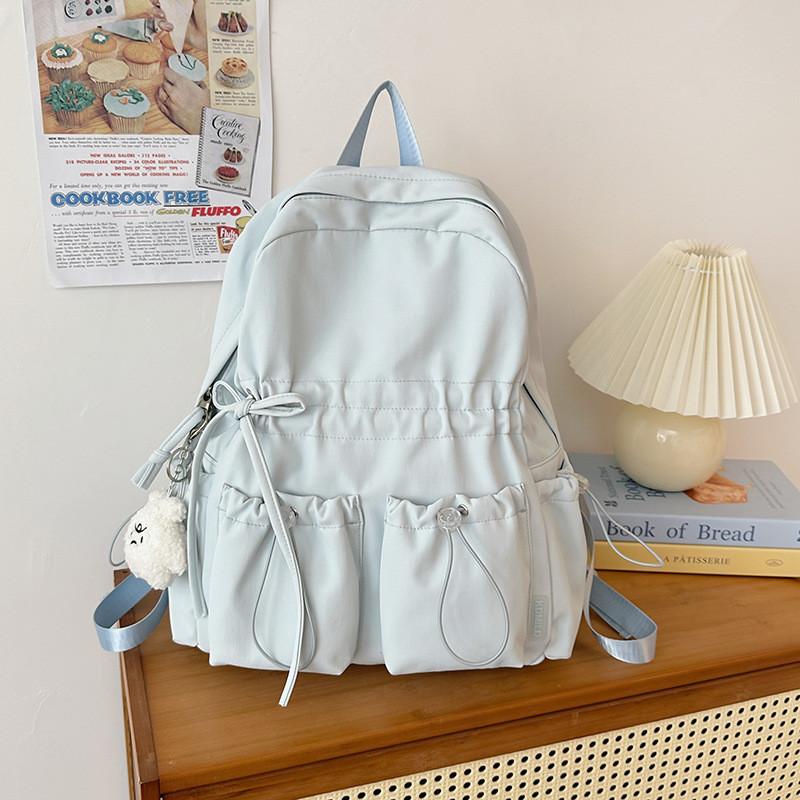 Simple School Backpack With Solid Color And Bow Design Design For Daily Teens
