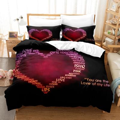 Love Printing Three-Piece Set Two-Piece Set 3D Digital Quilt Cover Pillowcase Bedding