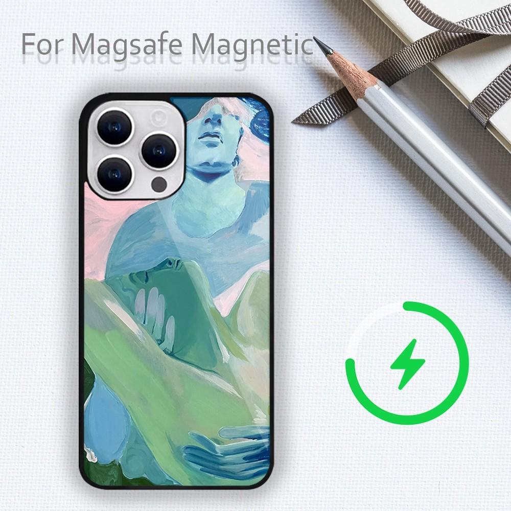 Amybeager Art Etui na telefon dla iPhone 15 14 13 12 11 Plus Pro Max Magsafe Magnetyczne Ładowanie Bezprzewodowe