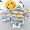 Children's Suits, Children's Striped Trolley Two-Piece Summer Clothes, Baby Korean Denim Children's Clothes, Short-Sleeved