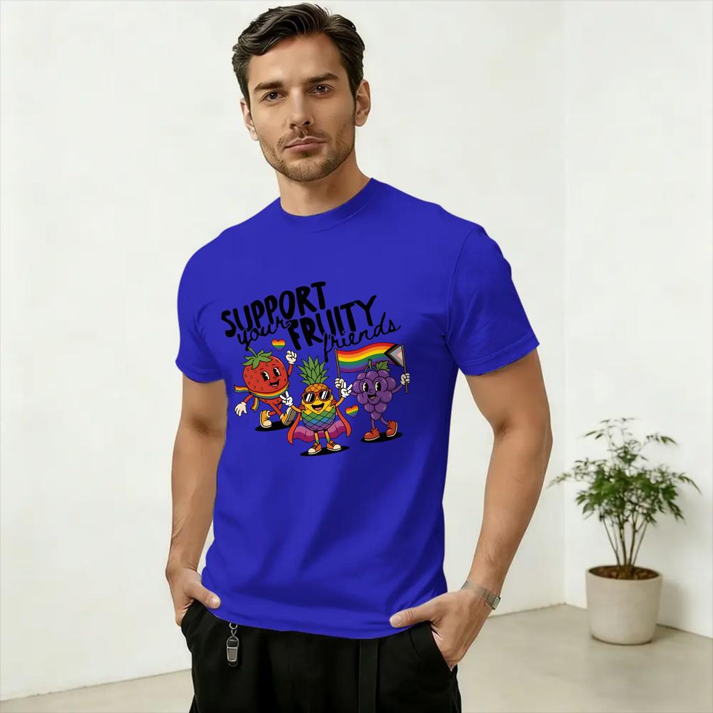 LGBTQ Support Your Fruity Friends Gay Pride TShirt Summer Trending T Shirts Unisex Pure Cotton Clothes ShortSleevedTops