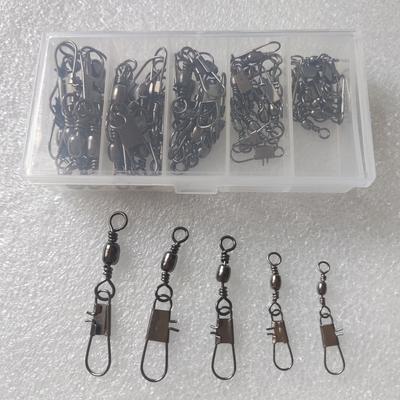 .[SH]50Pcs Alloy Fishing Connector Pin 2# 4# 6# 8#10# Bearing Rolling Swivel With Snap Fishhook Lure Accessories